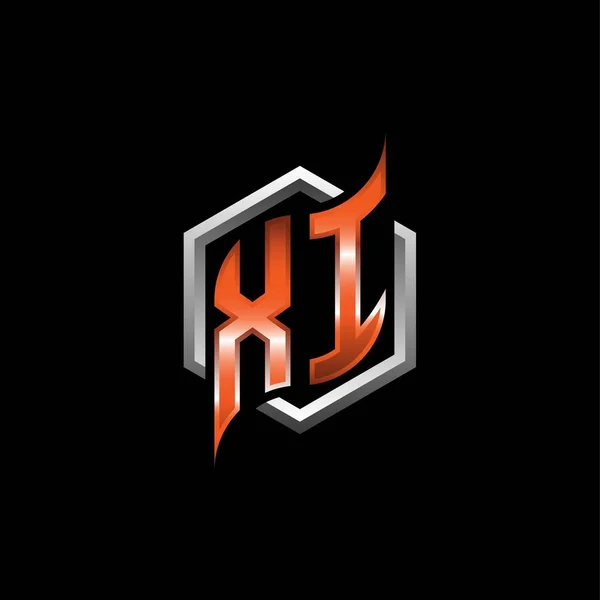 Huruf Logo Monogram Dengan Desain Gaya Geometris Oranye Modern Bentuk - Stok Vektor