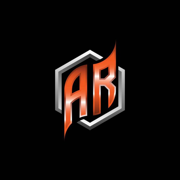 AR Monogram logo letter with modern geometric orange style design. Geometric hexagonal shape rounded, circle hexagon and triangle shape logo design