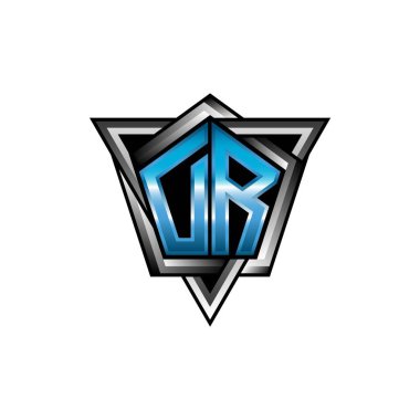 DR Monogram logo letter with blue light modern geometric style design. Geometric shape rounded, circle rectangle and triangle shape logo design