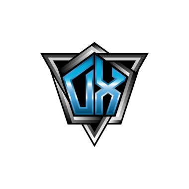 DX Monogram logo letter with blue light modern geometric style design. Geometric shape rounded, circle rectangle and triangle shape logo design