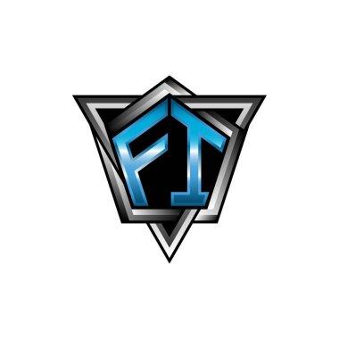 FI Monogram logo letter with blue light modern geometric style design. Geometric shape rounded, circle rectangle and triangle shape logo design