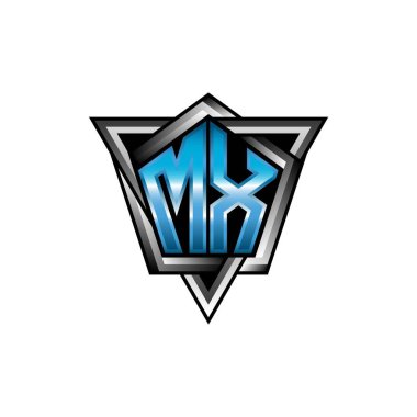 MX Monogram logo letter with blue light modern geometric style design. Geometric shape rounded, circle rectangle and triangle shape logo design