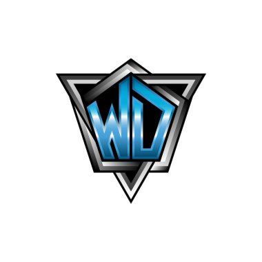 WD Monogram logo letter with blue light modern geometric style design. Geometric shape rounded, circle rectangle and triangle shape logo design