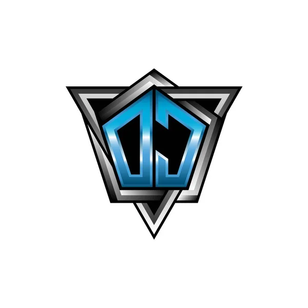 Monogram Логотип Літери Синім Світлом Сучасний Геометричний Стиль Дизайн Геометрична — стоковий вектор