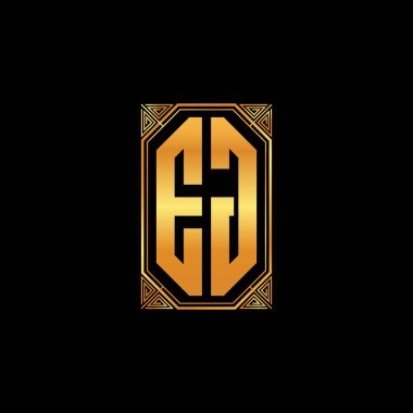 İzole arkaplan, altın geometrik şekil, altın geometrik şekil, altın ve altın monogram ile geometrik altın şekil tasarımlı EG logosu