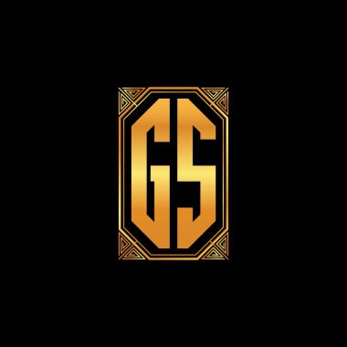 GS ilk logosu geometrik altın şekil tasarımı ile izole arkaplan, altın geometrik şekil, altın ve altın monogram
