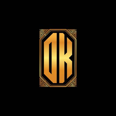 Tamam, izole arkaplanda geometrik altın şekil tasarımlı ilk logo, altın geometrik şekil, altın ve altın monogram