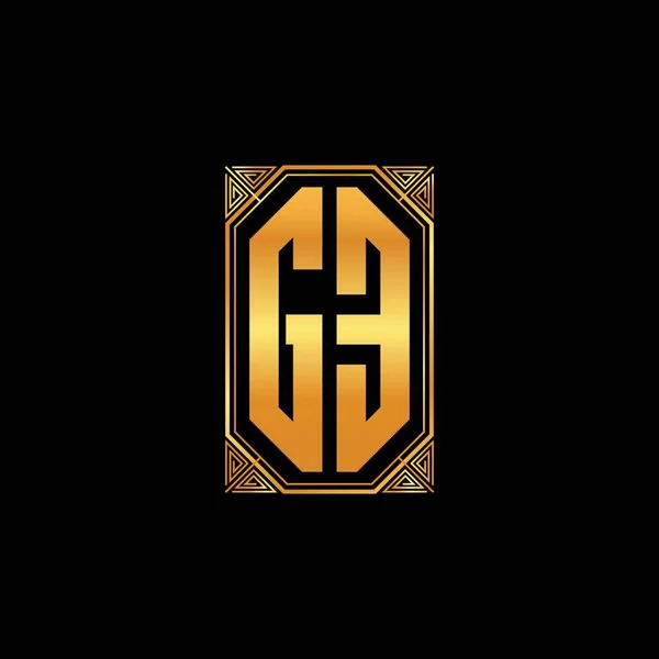 Logo Eerste Monogram Met Geometrische Gouden Vorm Ontwerp Geïsoleerde Achtergrond — Stockvector