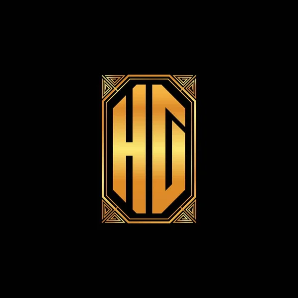 Logo Initial Monogramm Mit Geometrischer Goldener Form Stil Design Isoliertem — Stockvektor