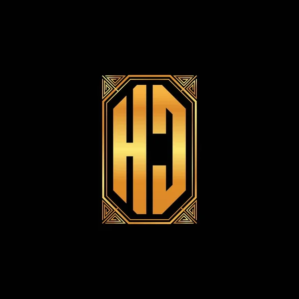 Logo Initial Monogram Geometric Golden Shape Style Design Isolated Background — Stock Vector