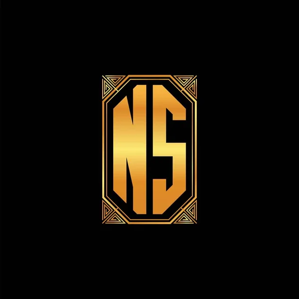 Logo Eerste Monogram Met Geometrische Gouden Vorm Ontwerp Geïsoleerde Achtergrond — Stockvector