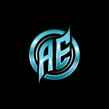 AE İlk Monogram logosu modern geometrik stil tasarımı ile oyun oynatıyor. Geometrik çember şekli yuvarlak, oyun esport için daire şekli logosu