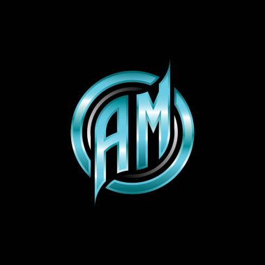 AM İlk Monogram logosu modern geometrik stil tasarımlı bir oyun. Geometrik çember şekli yuvarlak, oyun esport için daire şekli logosu