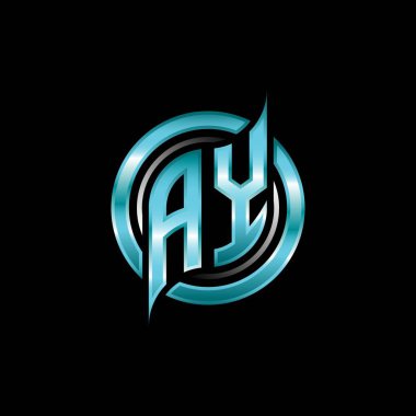 AY İlk Monogram logosu modern geometrik stil tasarımı ile oyun oynatıyor. Geometrik çember şekli yuvarlak, oyun esport için daire şekli logosu