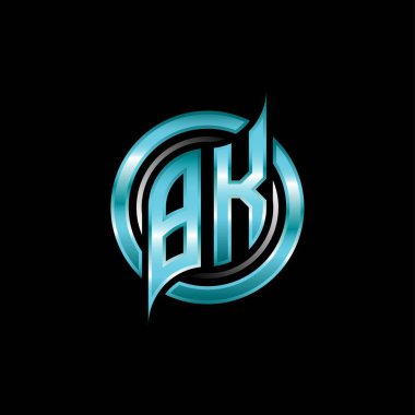 BK İlk Monogram logosu modern geometrik stil tasarımı ile oyun oynatıyor. Geometrik çember şekli yuvarlak, oyun esport için daire şekli logosu