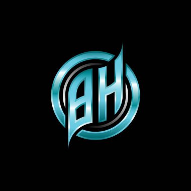 BH İlk Monogram logosu modern geometrik stil tasarımlı oyun ithal ediyor. Geometrik çember şekli yuvarlak, oyun esport için daire şekli logosu
