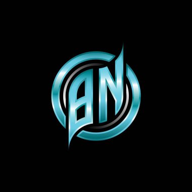 BN İlk Monogram logosu modern geometrik stil tasarımı ile oyun oynatıyor. Geometrik çember şekli yuvarlak, oyun esport için daire şekli logosu