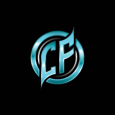 CF İlk Monogram logosu modern geometrik stil tasarımı ile oyun oynatıyor. Geometrik çember şekli yuvarlak, oyun esport için daire şekli logosu