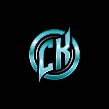 CK İlk Monogram logosu modern geometrik stil tasarımı ile oyun oynatıyor. Geometrik çember şekli yuvarlak, oyun esport için daire şekli logosu