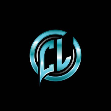 CL İlk Monogram logosu modern geometrik stil tasarımı ile oyun oynatıyor. Geometrik çember şekli yuvarlak, oyun esport için daire şekli logosu