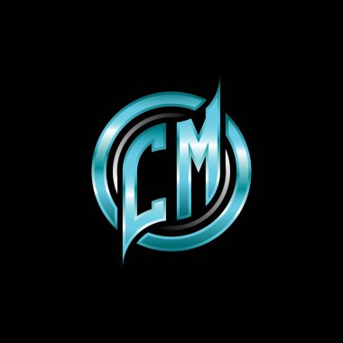 CM İlk Monogram logosu modern geometrik stil tasarımı ile oyun oynatıyor. Geometrik çember şekli yuvarlak, oyun esport için daire şekli logosu
