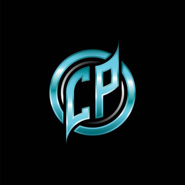 CP İlk Monogram logosu modern geometrik stil tasarımı ile oyun oynatıyor. Geometrik çember şekli yuvarlak, oyun esport için daire şekli logosu
