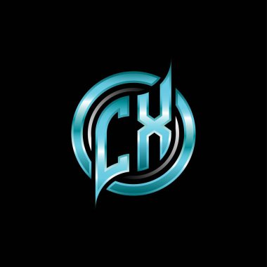 CX İlk Monogram logosu modern geometrik stil tasarımı ile oyun oynatıyor. Geometrik çember şekli yuvarlak, oyun esport için daire şekli logosu