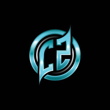CZ İlk Monogram logosu modern geometrik stil tasarımı ile oyun oynatıyor. Geometrik çember şekli yuvarlak, oyun esport için daire şekli logosu