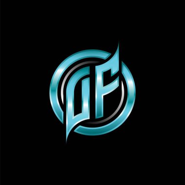 DF İlk Monogram logosu modern geometrik stil tasarımı ile oyun oynatıyor. Geometrik çember şekli yuvarlak, oyun esport için daire şekli logosu