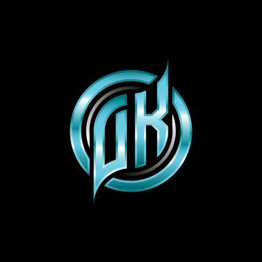 DK İlk Monogram logosu modern geometrik stil tasarımı ile oyun ihraç ediyor. Geometrik çember şekli yuvarlak, oyun esport için daire şekli logosu