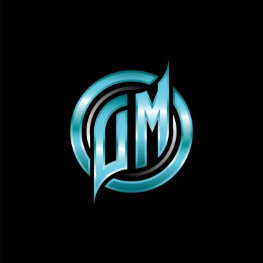 DM İlk Monogram logosu modern geometrik stil tasarımı ile oyun oynatıyor. Geometrik çember şekli yuvarlak, oyun esport için daire şekli logosu
