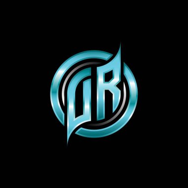 DR İlk Monogram logosu modern geometrik stil tasarımı ile oyun oynatıyor. Geometrik çember şekli yuvarlak, oyun esport için daire şekli logosu