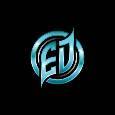 Modern geometrik stil tasarımlı ilk monogram logosu. Geometrik çember şekli yuvarlak, oyun esport için daire şekli logosu