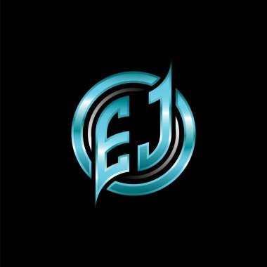 EJ İlk Monogram logosu modern geometrik stil tasarımı ile oyun oynatıyor. Geometrik çember şekli yuvarlak, oyun esport için daire şekli logosu