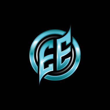 EE İlk Monogram logosu modern geometrik stil tasarımı ile oyun oynatıyor. Geometrik çember şekli yuvarlak, oyun esport için daire şekli logosu