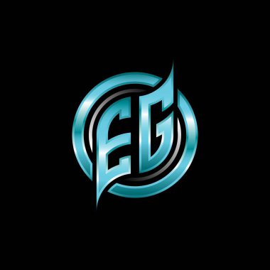 EG İlk Monogram logosu modern geometrik stil tasarımı ile oyun oynatıyor. Geometrik çember şekli yuvarlak, oyun esport için daire şekli logosu