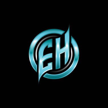 EH İlk Monogram logosu modern geometrik stil tasarımı ile oyun oynatıyor. Geometrik çember şekli yuvarlak, oyun esport için daire şekli logosu