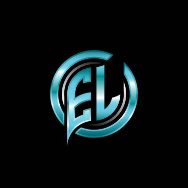 EL İlk Monogram logosu modern geometrik stil tasarımlı bir oyun. Geometrik çember şekli yuvarlak, oyun esport için daire şekli logosu