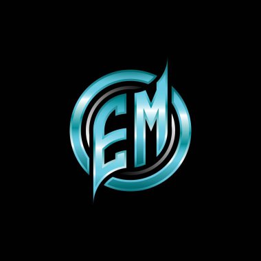 EM İlk Monogram logosu modern geometrik stil tasarımı ile oyun oynatıyor. Geometrik çember şekli yuvarlak, oyun esport için daire şekli logosu