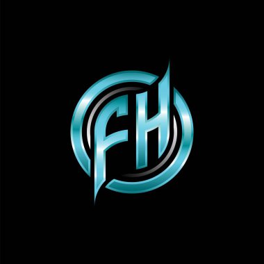 FH İlk Monogram logosu modern geometrik stil tasarımı ile oyun oynatıyor. Geometrik çember şekli yuvarlak, oyun esport için daire şekli logosu
