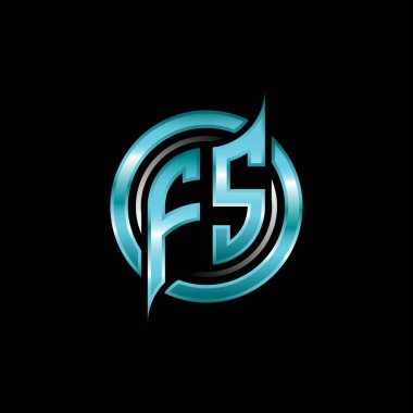 FS İlk Monogram logosu modern geometrik stil tasarımı ile oyun oynatıyor. Geometrik çember şekli yuvarlak, oyun esport için daire şekli logosu