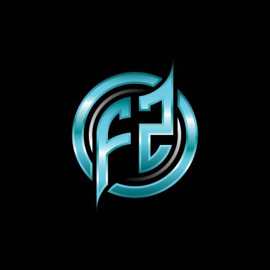 FZ İlk Monogram logosu modern geometrik stil tasarımı ile oyun oynatıyor. Geometrik çember şekli yuvarlak, oyun esport için daire şekli logosu