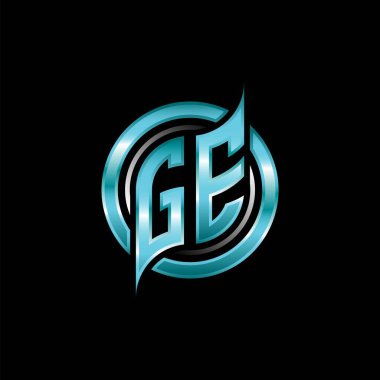 GE Başlangıç Monogram logosu modern geometrik stil tasarımlı oyun esportu. Geometrik çember şekli yuvarlak, oyun esport için daire şekli logosu