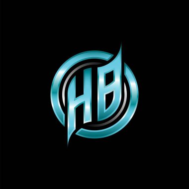 HB İlk Monogram logosu modern geometrik stil tasarımı ile oyun oynatıyor. Geometrik çember şekli yuvarlak, oyun esport için daire şekli logosu