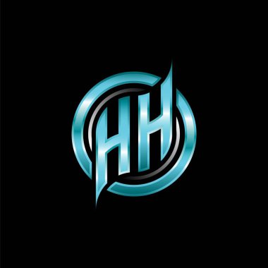 HH İlk Monogram logosu modern geometrik stil tasarımı ile oyun oynatıyor. Geometrik çember şekli yuvarlak, oyun esport için daire şekli logosu