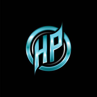 HP İlk Monogram logosu modern geometrik stil tasarımı ile oyun oynatıyor. Geometrik çember şekli yuvarlak, oyun esport için daire şekli logosu