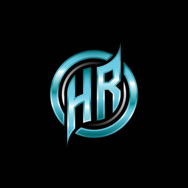 HR İlk Monogram logosu modern geometrik stil tasarımı ile oyun oynatıyor. Geometrik çember şekli yuvarlak, oyun esport için daire şekli logosu