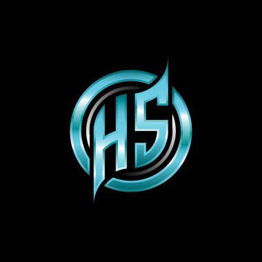 HS İlk Monogram logosu modern geometrik stil tasarımı ile oyun oynatıyor. Geometrik çember şekli yuvarlak, oyun esport için daire şekli logosu