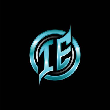 IE İlk Monogram logosu modern geometrik stil tasarımı ile oyun oynatıyor. Geometrik çember şekli yuvarlak, oyun esport için daire şekli logosu