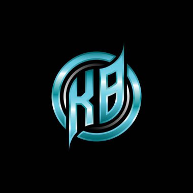 KB İlk Monogram logosu modern geometrik stil tasarımı ile oyun oynatıyor. Geometrik çember şekli yuvarlak, oyun esport için daire şekli logosu